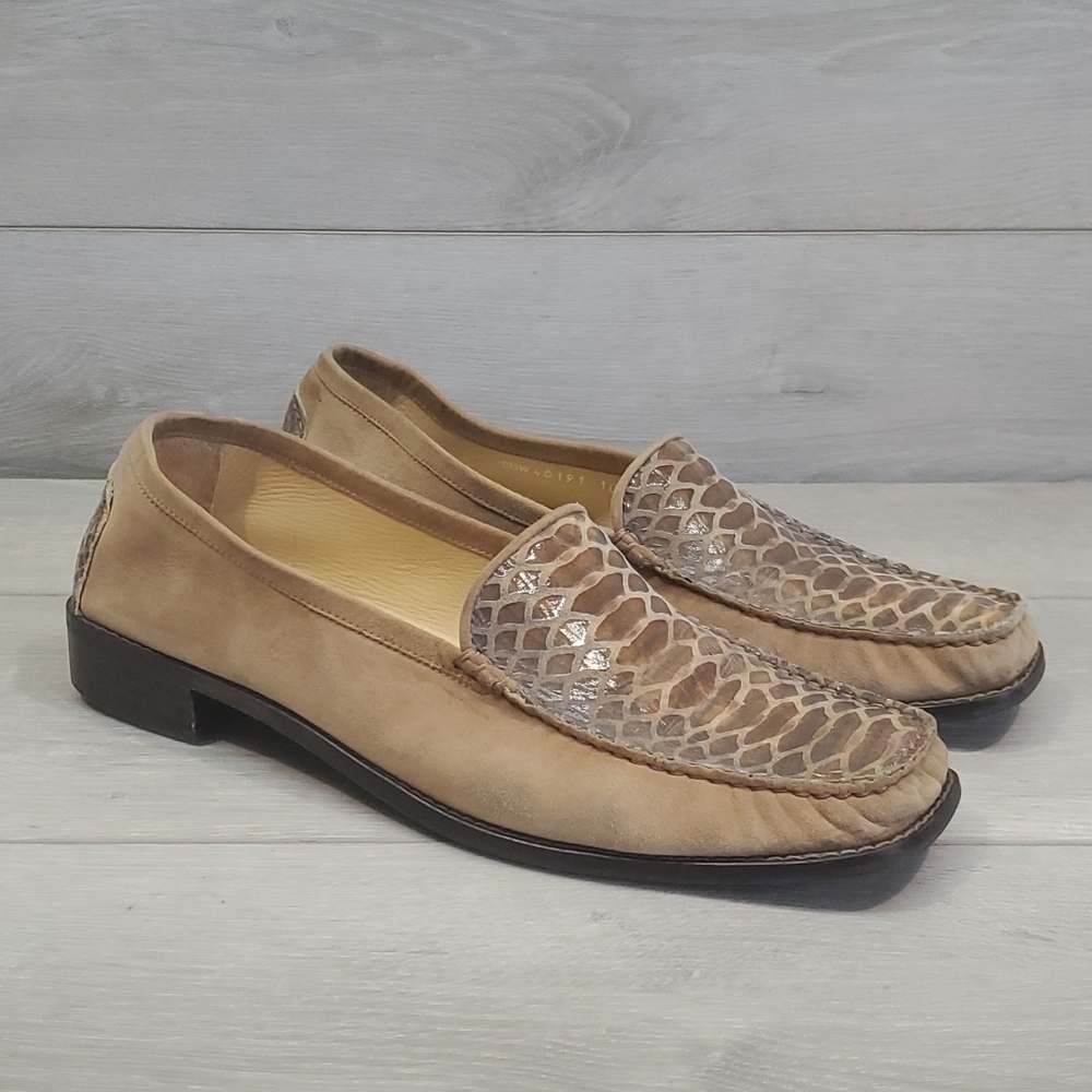 Stuart Weitzman Womens Suede Croc Style Loafer Flats shoes sz 10M